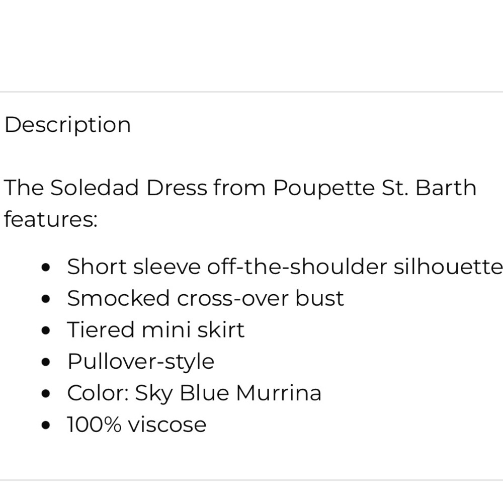 Poupette St Barth Soledad Mini Dress Medium Sky Blue Murrina Smocked - Picture 11 of 11